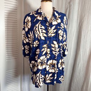 Jammin Shirt by Basic Casual Shirts Size XL Men’s Vintage Tropical Ocean Blue